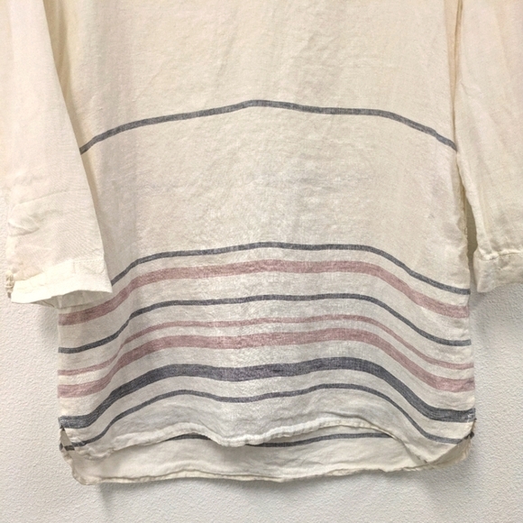 Tahari Ivory Linen Long Sleeve Lightweight Shirt Dress sz S Minimalist Neutral - Picture 5 of 7